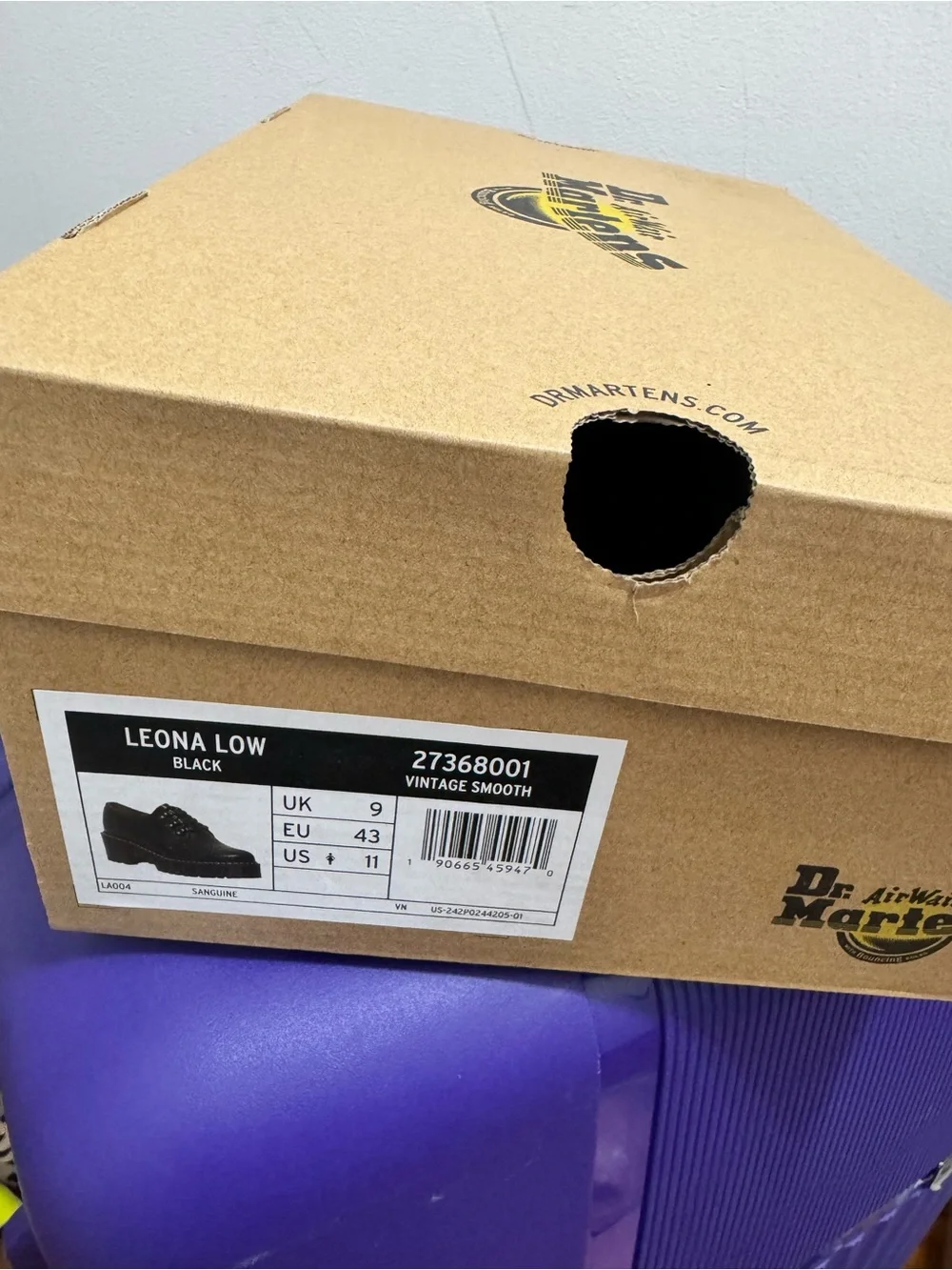 Dr. Martens Black Leather Platform Derby Shoes with Yellow Stitching